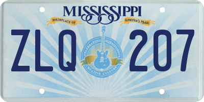 MS license plate ZLQ207