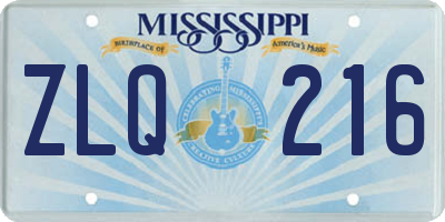 MS license plate ZLQ216