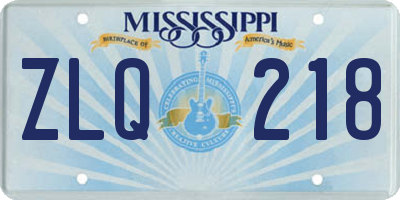 MS license plate ZLQ218