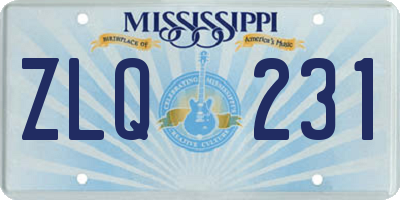 MS license plate ZLQ231