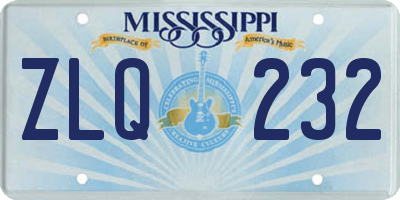 MS license plate ZLQ232