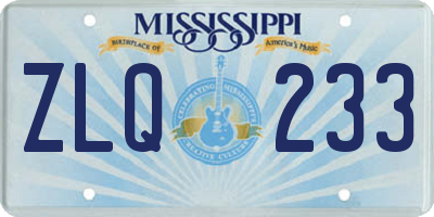 MS license plate ZLQ233
