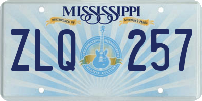 MS license plate ZLQ257