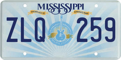 MS license plate ZLQ259