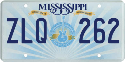 MS license plate ZLQ262
