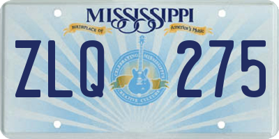 MS license plate ZLQ275