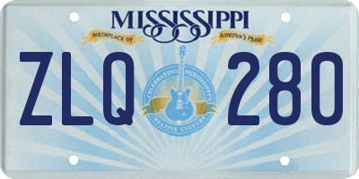 MS license plate ZLQ280