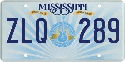 MS license plate ZLQ289