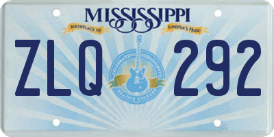 MS license plate ZLQ292