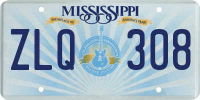 MS license plate ZLQ308