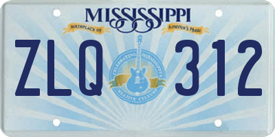 MS license plate ZLQ312