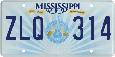 MS license plate ZLQ314