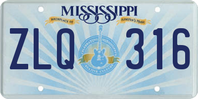 MS license plate ZLQ316