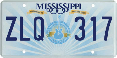 MS license plate ZLQ317