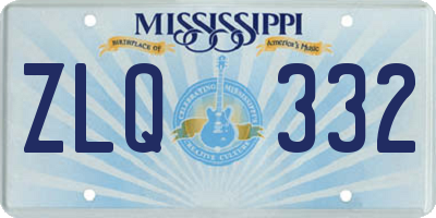 MS license plate ZLQ332