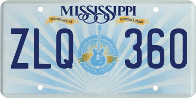 MS license plate ZLQ360