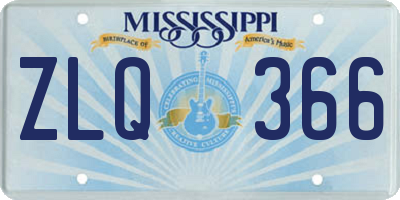 MS license plate ZLQ366