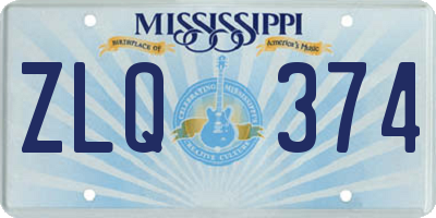 MS license plate ZLQ374