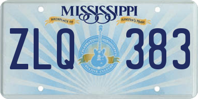MS license plate ZLQ383