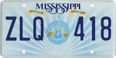 MS license plate ZLQ418