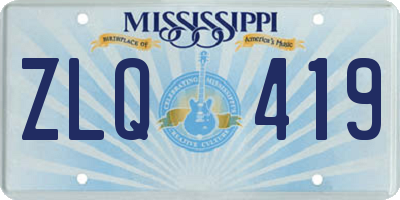 MS license plate ZLQ419