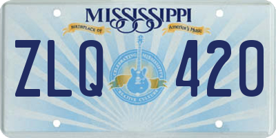 MS license plate ZLQ420
