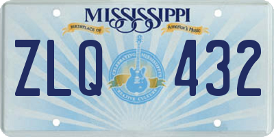 MS license plate ZLQ432