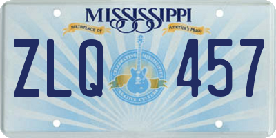 MS license plate ZLQ457