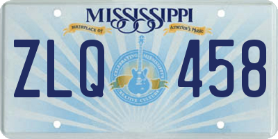 MS license plate ZLQ458