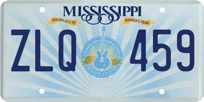 MS license plate ZLQ459