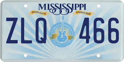 MS license plate ZLQ466