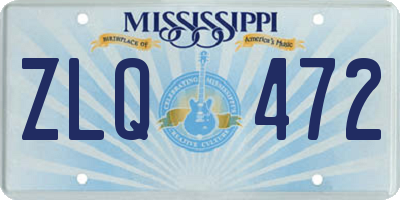 MS license plate ZLQ472