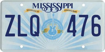 MS license plate ZLQ476