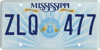 MS license plate ZLQ477