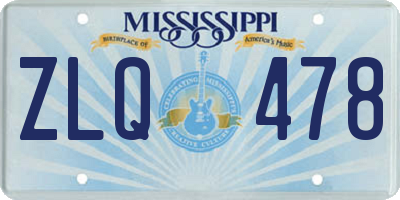 MS license plate ZLQ478