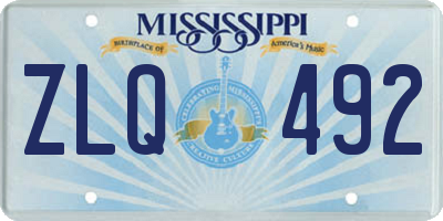 MS license plate ZLQ492
