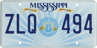 MS license plate ZLQ494