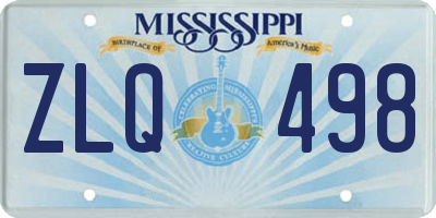MS license plate ZLQ498
