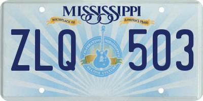 MS license plate ZLQ503