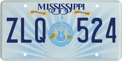 MS license plate ZLQ524
