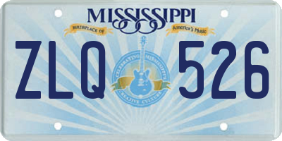 MS license plate ZLQ526