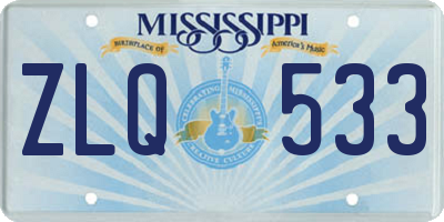 MS license plate ZLQ533
