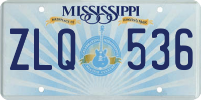 MS license plate ZLQ536