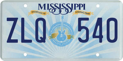 MS license plate ZLQ540