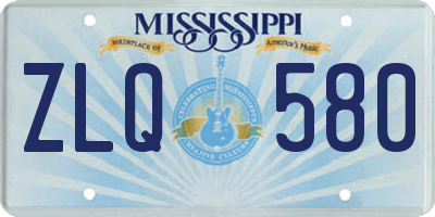 MS license plate ZLQ580