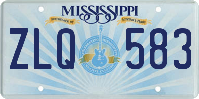 MS license plate ZLQ583