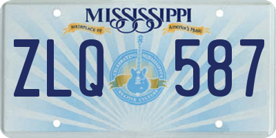 MS license plate ZLQ587