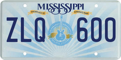 MS license plate ZLQ600