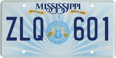 MS license plate ZLQ601