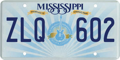 MS license plate ZLQ602